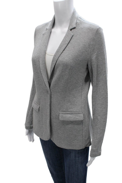 Magaschoni Women Gray Rayon Button Long Sleeve Basic Jacket Size M