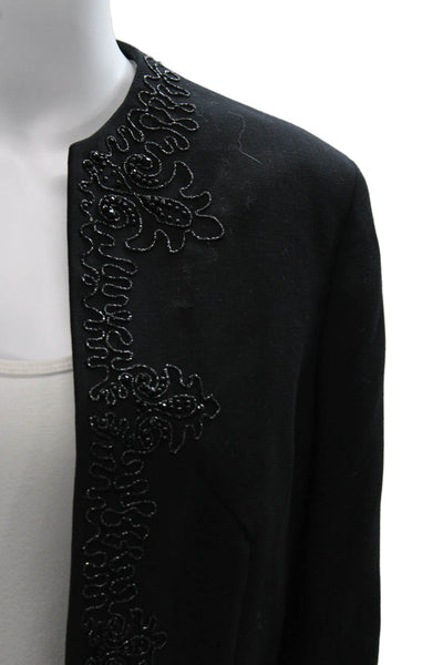 Escada Women Basic Jacket Black Wool 3/4 Sleeve Size 40