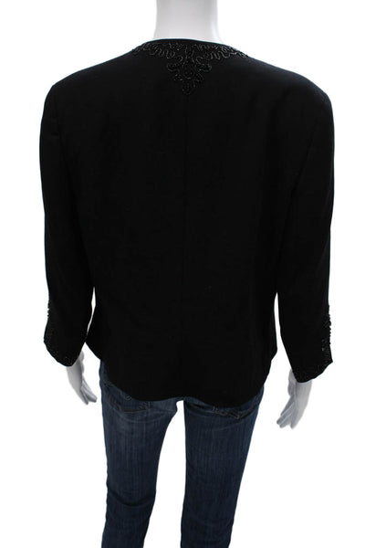 Escada Women Basic Jacket Black Wool 3/4 Sleeve Size 40