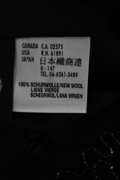 Escada Women Basic Jacket Black Wool 3/4 Sleeve Size 40