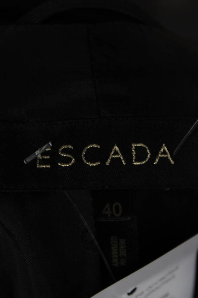 Escada Women Basic Jacket Black Wool 3/4 Sleeve Size 40