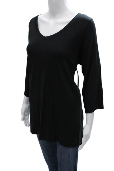 Tahari Womens Black V-Neck 3/4 Sleeve Tunic Pima Cotton Size 1X