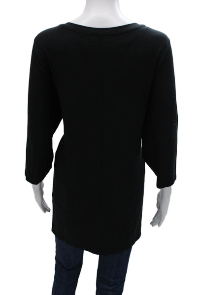 Tahari Womens Black V-Neck 3/4 Sleeve Tunic Pima Cotton Size 1X