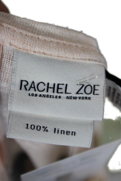 Rachel Zoe Women Linen Geometric Short Sleeve T-Shirt Multicolor Size XL