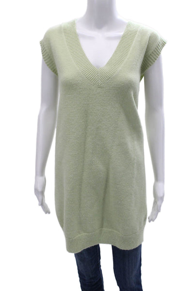 Sunday In Brooklyn Women Green V-Neck Sleeveless Tunic Sweater Size L