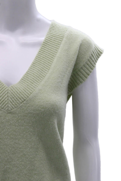 Sunday In Brooklyn Women Green V-Neck Sleeveless Tunic Sweater Size L