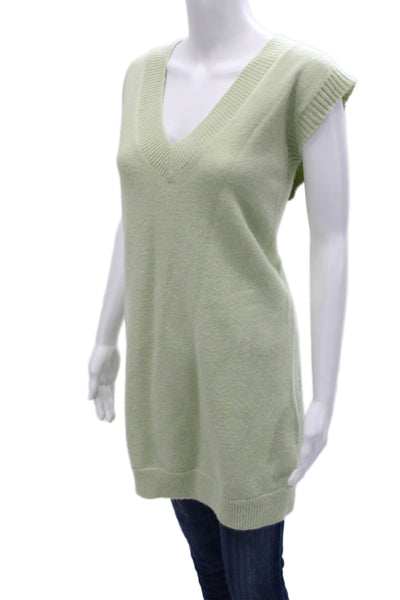 Sunday In Brooklyn Women Green V-Neck Sleeveless Tunic Sweater Size L