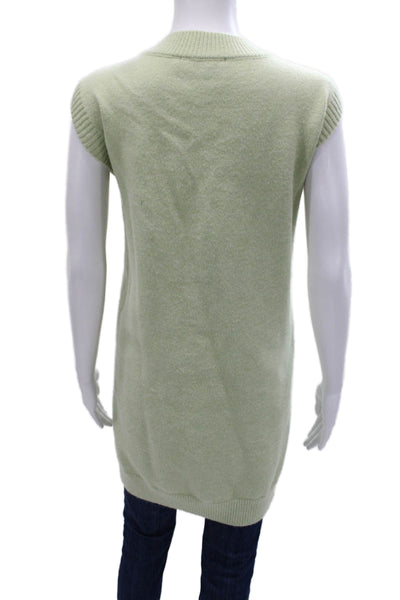 Sunday In Brooklyn Women Green V-Neck Sleeveless Tunic Sweater Size L