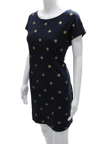 Boden Womens T-Shirt Dress Blue Cotton Boat Neck Geometric Short Sleeve Size 6