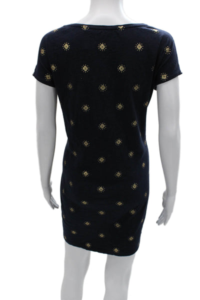 Boden Womens T-Shirt Dress Blue Cotton Boat Neck Geometric Short Sleeve Size 6
