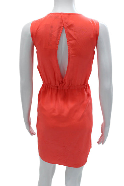 Madewell Womens Fit & Flare Silk V-Neck Sleeveless Orange Dress Size 4