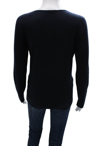 Akris Women Cardigan Cashmere Blue Round Neck Long Sleeve Size 10