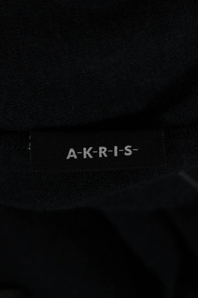 Akris Women Cardigan Cashmere Blue Round Neck Long Sleeve Size 10