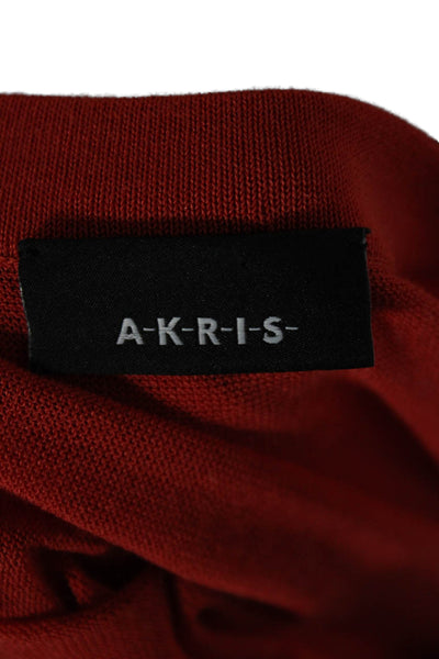 Akris Womens Silk Orange Cardigan Round Neck 3/4 Sleeve Size 14