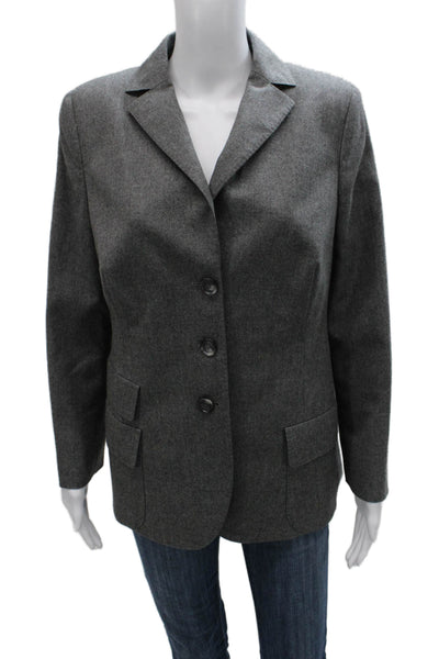Akris Women Gray Wool Basic Jacket Button Closure Long Sleeve Size 12