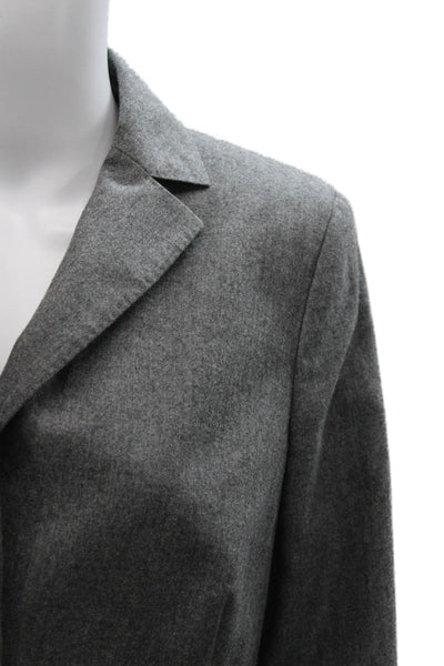 Akris Women Gray Wool Basic Jacket Button Closure Long Sleeve Size 12