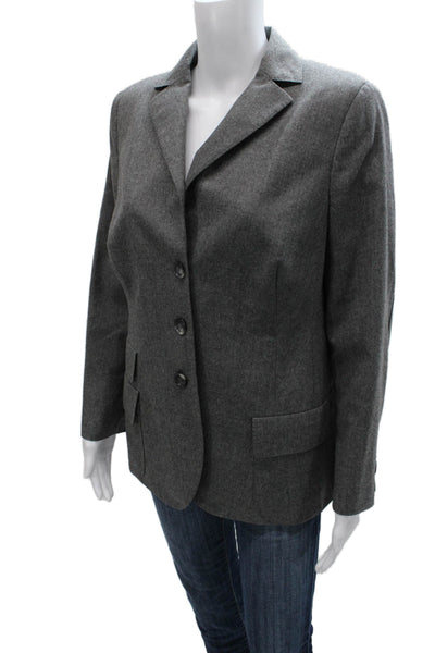 Akris Women Gray Wool Basic Jacket Button Closure Long Sleeve Size 12