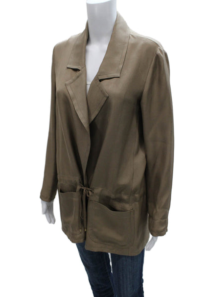 Missoni Orange Label Women Basic Jacket Silk Beige Tie Long Sleeve Size 40