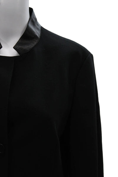 Akris Womens Black Wool Blend Overcoat Button Long Sleeve Size 10