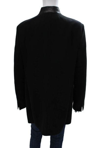 Akris Womens Black Wool Blend Overcoat Button Long Sleeve Size 10