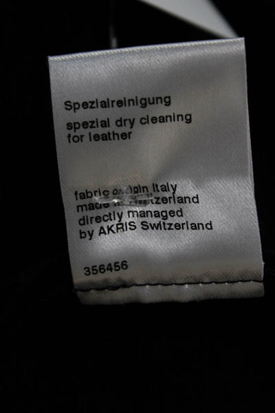 Akris Womens Black Wool Blend Overcoat Button Long Sleeve Size 10