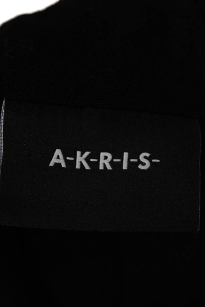 Akris Womens Black Wool Blend Overcoat Button Long Sleeve Size 10