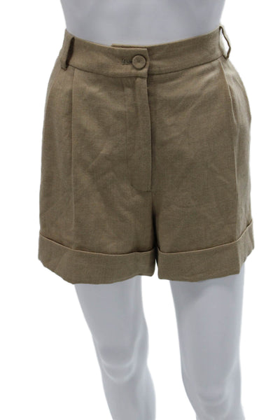 Club Monaco Womens Chino Shorts Beige Wool Button Size 10