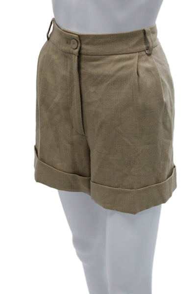 Club Monaco Womens Chino Shorts Beige Wool Button Size 10