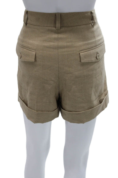 Club Monaco Womens Chino Shorts Beige Wool Button Size 10