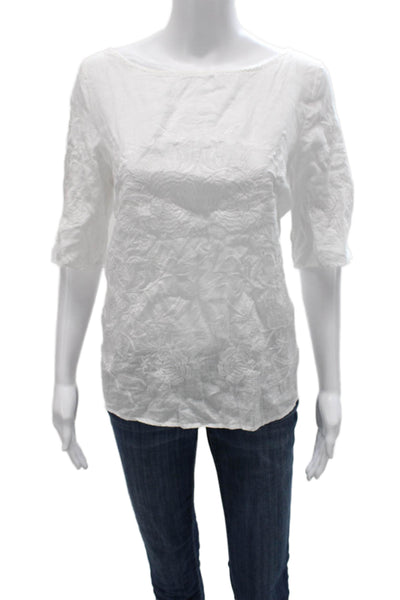 Zara Womens Basic Floral Boat Neck Polyester Blouse 3/4 Sleeve Pullover Size L