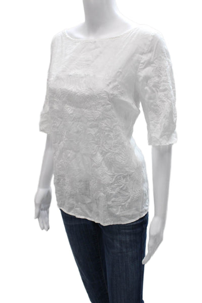 Zara Womens Basic Floral Boat Neck Polyester Blouse 3/4 Sleeve Pullover Size L