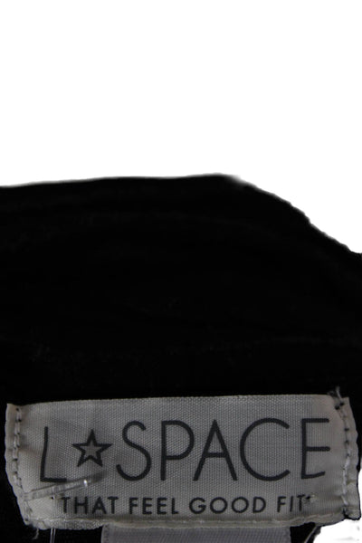 L Space Womens Tunic Collared Tie Neck Viscose 3/4 Sleeve Black Size L