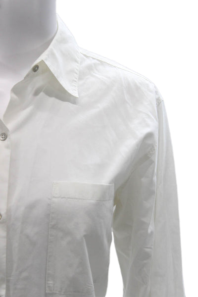 Club Monaco Women Collared Long Sleeve Tunic Button-Up White Size M