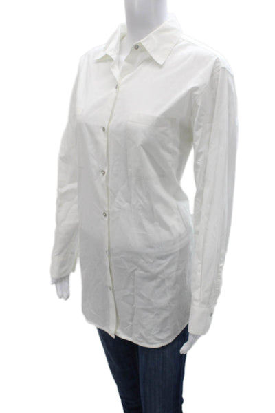 Club Monaco Women Collared Long Sleeve Tunic Button-Up White Size M
