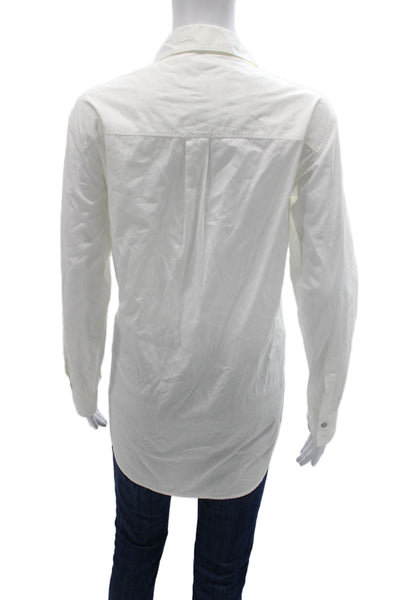 Club Monaco Women Collared Long Sleeve Tunic Button-Up White Size M