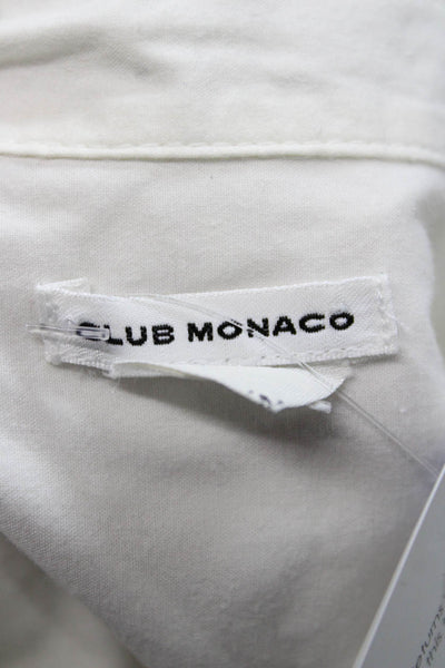 Club Monaco Women Collared Long Sleeve Tunic Button-Up White Size M