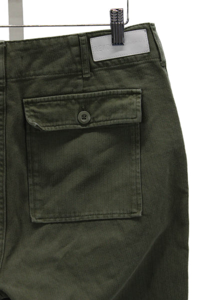 Re/Done Womens Cargo Herringbone Cotton Pants Green Button Size 30
