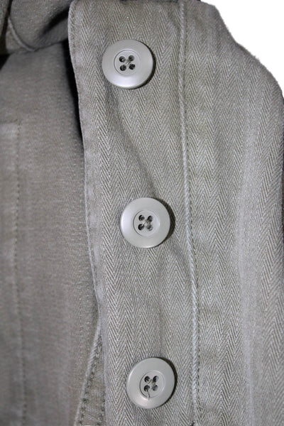 Re/Done Womens Cargo Herringbone Cotton Pants Green Button Size 30