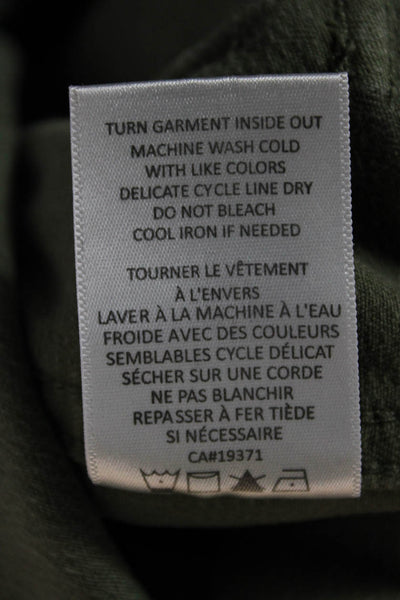 Re/Done Womens Cargo Herringbone Cotton Pants Green Button Size 30