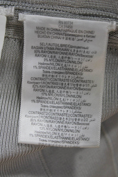 Herve Leger Womens Bandage Skirt Gray Rayon Knee Length Zip Size XS