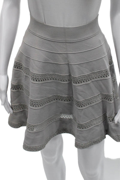 Alaia Women Skater Skirt Gray Viscose Knee Length Pull On Size XS