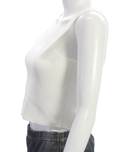 A.L.C. Womens Cropped Tank Sleeveless Square Neck White Viscose Size S