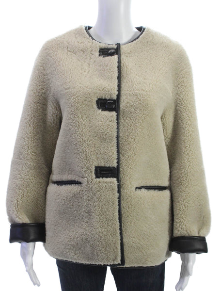 MNG Womens Beige Basic Jacket Long Sleeve Button Polyester Size XS