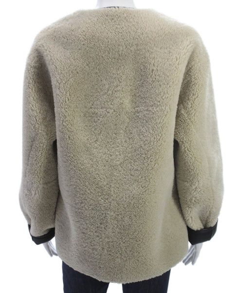 MNG Womens Beige Basic Jacket Long Sleeve Button Polyester Size XS