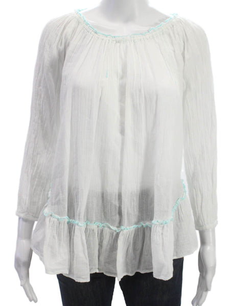 Basta Surf Women Tunic White 3/4 Sleeve Cotton Boat Neck Size XS