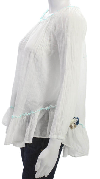 Basta Surf Women Tunic White 3/4 Sleeve Cotton Boat Neck Size XS