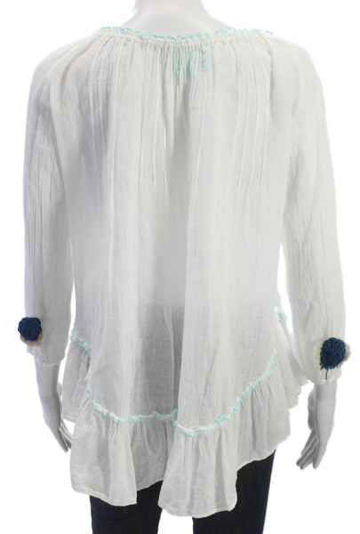 Basta Surf Women Tunic White 3/4 Sleeve Cotton Boat Neck Size XS