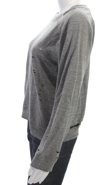 Monrow Women Pullover Crew Neck Gray Long Sleeve Polyester Size S