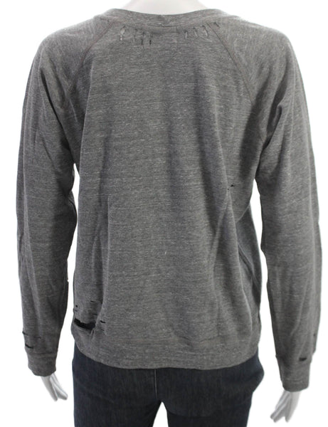 Monrow Women Pullover Crew Neck Gray Long Sleeve Polyester Size S