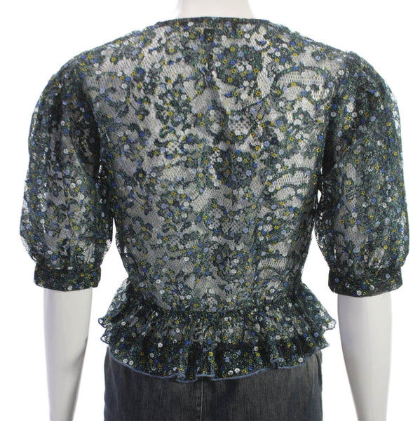 Allen Schwartz Womens Multicolor Floral Square Neck 3/4 Sleeve Blouse Size XS